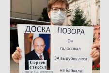 Иркутские комсомольцы провели пикет против вырубки леса на Байкале